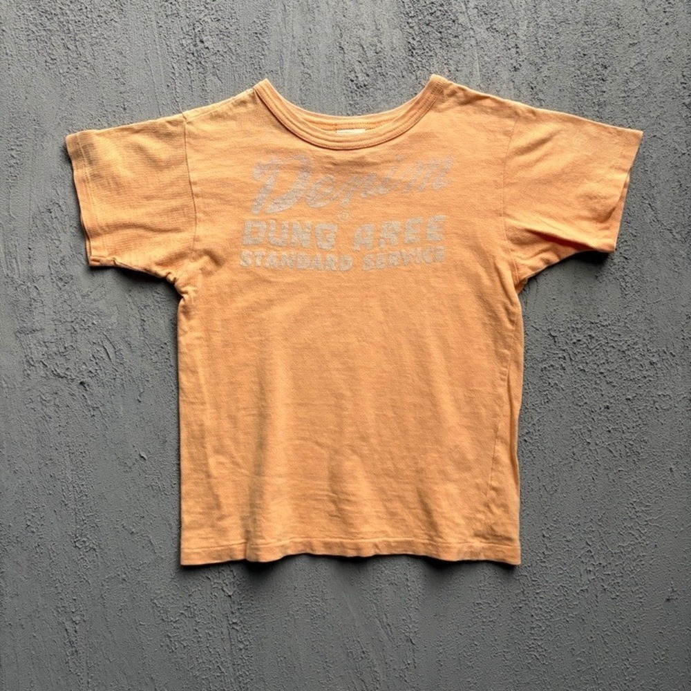 Denim Dungaree T Shirt Large 140CM Orange Baby Tee Japan